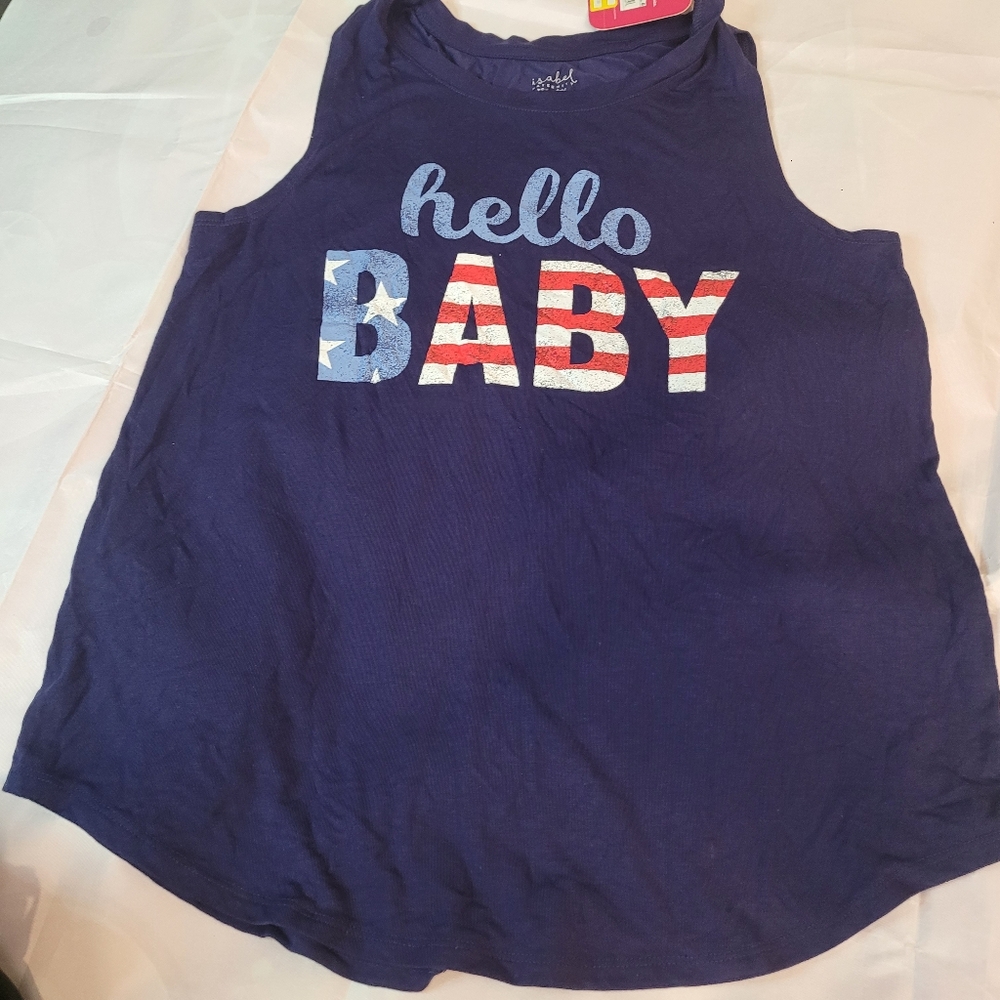 Hello Baby Navy Graphic Tank Top Martenity
